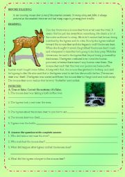 English Worksheet: MOUSE DEER Reading Comprehension