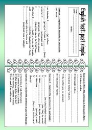 English Worksheet: Past simple: test