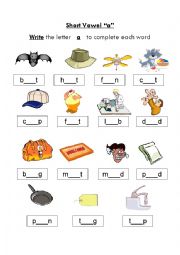 English Worksheet: short vowel a