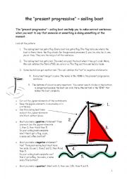 English Worksheet: the present continuous sailing boat