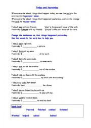 English Worksheet: Yesterday and today