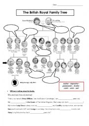 English Worksheet: The British Royal Family tree