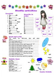 English Worksheet: Months activities