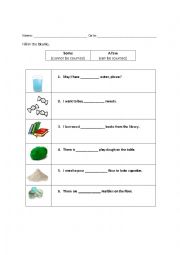 English Worksheet: Some A Few Countable Uncountable Nouns
