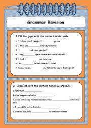 English Worksheet: Grammar revision 9th grade