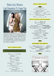 English Worksheet: Shakira & Rihanna Cant Remember to Forget You