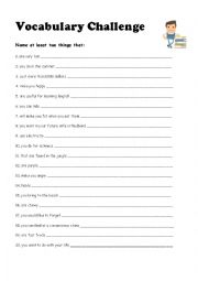 English Worksheet: Vocabulary Expander and Challenge