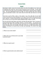 English Worksheet: What do you know about heart? 