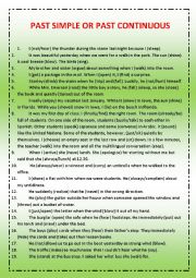 English Worksheet: Past simple or past continuous