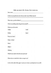 English Worksheet: Nice to Meet You