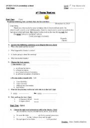 English Worksheet: 1st year exam