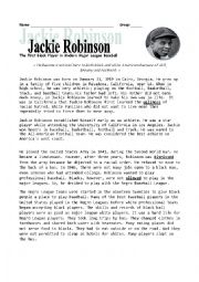 English Worksheet: Jackie Robinson