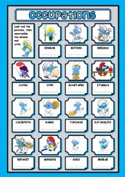 English Worksheet: OCCUPATIONS - UNSCRAMBLE THE LETTERS