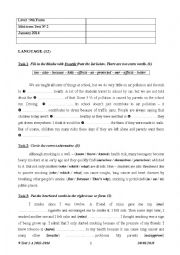 English Worksheet: 9 Test 3 A 2013-2014