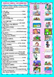 English Worksheet: Present Simple: affirmative