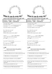 English Worksheet: WHAT DO YOU DO EVERY DAY?