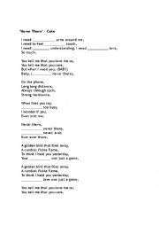 English Worksheet: Never There (Song) by Cake