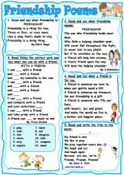 English Worksheet: Friendship Poems