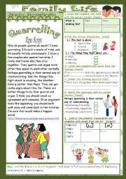 English Worksheet: Family Life(Mid Term 1Test 9th form) 2parts: Listening+Link+Language+Key