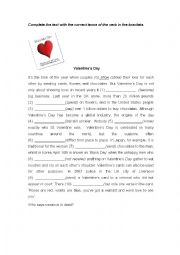 English Worksheet: Valentines Day - Tense Revision