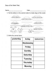 English Worksheet: Days of the week