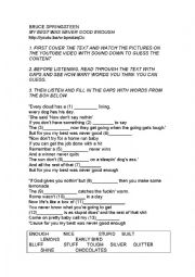 English Worksheet: Bruce Springsteen Song - My Best was never good Enough