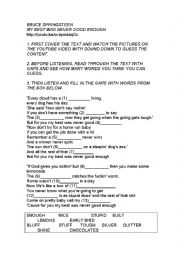 English Worksheet: Bruce Springsteen Song - My Best was never good Enough