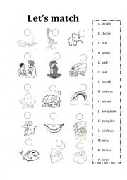 English Worksheet: Lets match