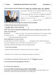 English Worksheet: interviewing the father of playstation