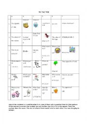 English Worksheet: Tic Tac toe