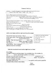 English Worksheet: Grammar revision for 7th graders (Tunisian pupils)