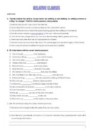 English Worksheet: Relative clauses - exercises