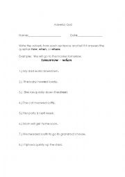 English Worksheet: Adverb Quiz