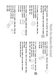 English Worksheet: Whats the weather like today? song