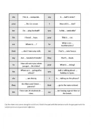 English Worksheet: Possessive Adjectives Domino Game