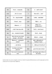 Possessive Adjectives Domino Game