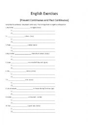 English Worksheet: Present Continuous and Past Contunuous