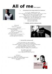 English Worksheet: Song All of me