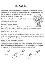 English Worksheet: The Apple Pie