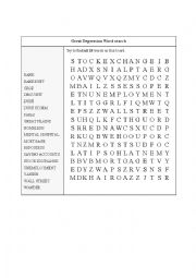 English Worksheet: Great Depression word search