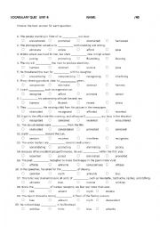English Worksheet: Impact 11 Vocabulary Quiz Unit 4