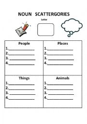 English Worksheet: Noun Scattergories