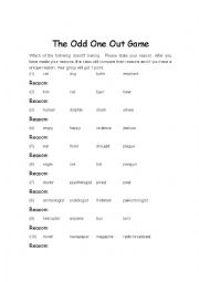 English Worksheet: ODD ONE OUT