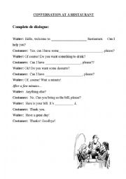 English Worksheet: Conversation at a restaurat