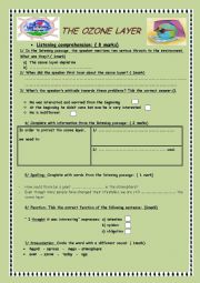 English Worksheet: The ozone layer ( Listening comprehension)