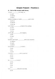 English Worksheet: simple present practice