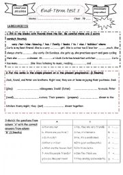 English Worksheet: 7th end1