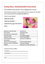 English Worksheet: Dating advice