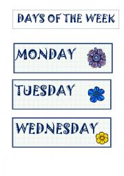 English Worksheet: Days of the week