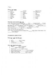 English Worksheet: Revision of an, an, the, some and the possessive adjectives